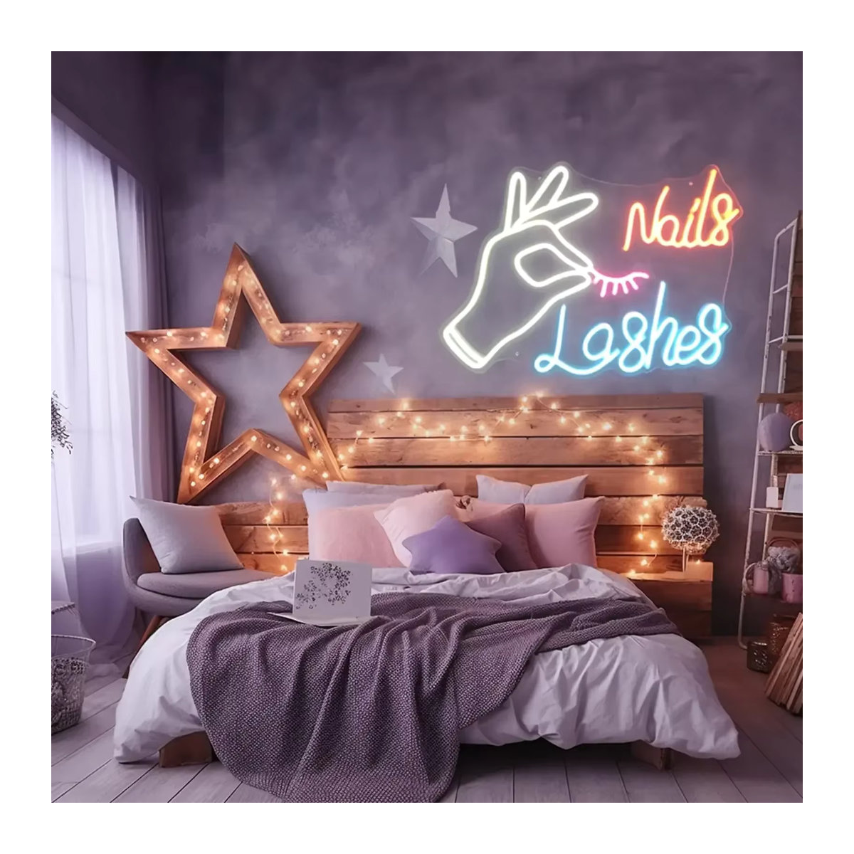 Modernes LED-Neonschild in Bunt als ästhetische Raumbeleuchtung und Deko für dein Schlafzimmer - Bild 3