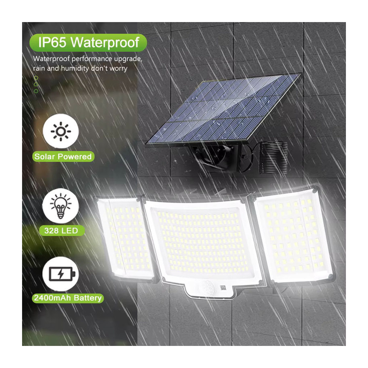 Modernes LED Solar Außenstrahler mit Bewegungssensor in Schwarz für Garten und Garage - Bild 2