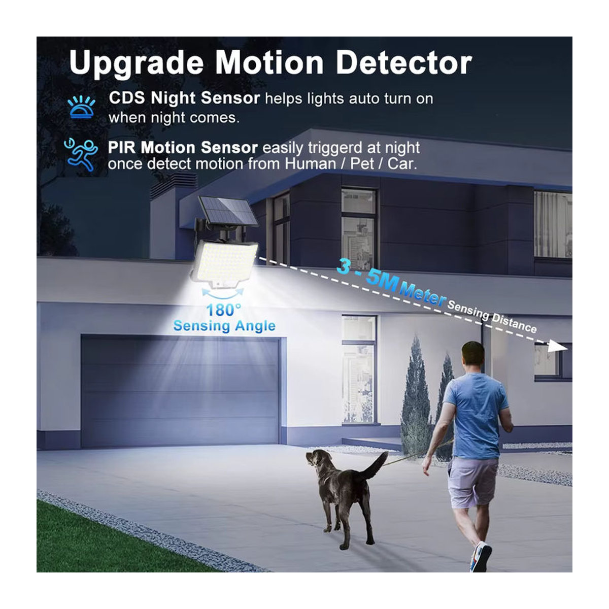 Modernes LED Solar Außenstrahler mit Bewegungssensor in Schwarz für Garten und Garage - Bild 4