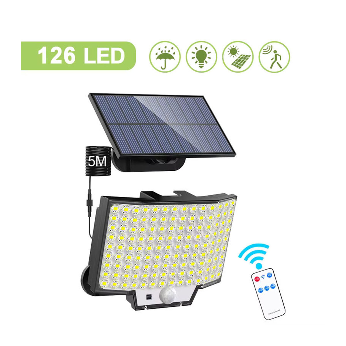 Modernes LED Solar Außenstrahler mit Bewegungssensor in Schwarz für Garten und Garage - Bild 5