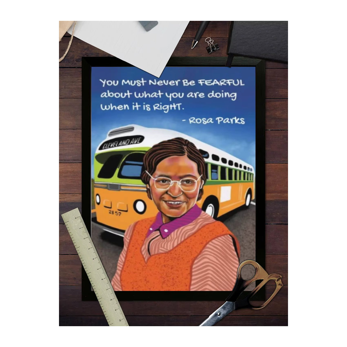 Modernes Leinwand-Kunstposter Rosa Parks Porträt als mehrfarbige Wandkunst im Hochformat für deine Schlafzimmerdekoration - Bild 2