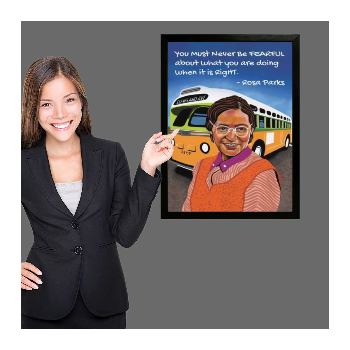 Modernes Leinwand-Kunstposter Rosa Parks Porträt als mehrfarbige Wandkunst im Hochformat für deine Schlafzimmerdekoration - Bild 3