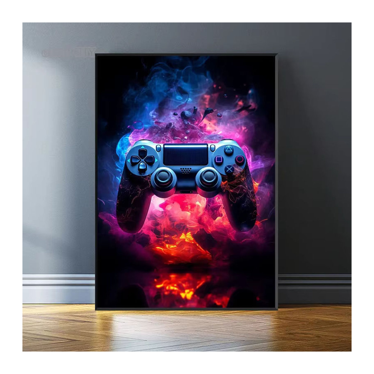 Modernes Leinwand Poster mit Gaming Controller in Neonfarben und Lila für dein Gaming Zimmer - Bild 3
