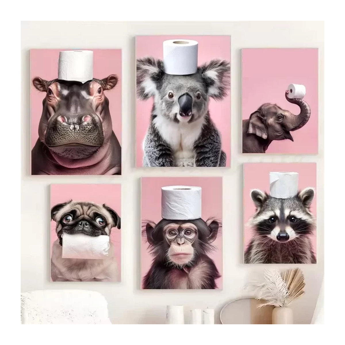 Modernes Leinwandgemälde mit Tier-Motiv von Potdemiel, mehrfarbiges Wandbild im Hochformat für Wohnzimmer und Schlafzimmer - Bild 1