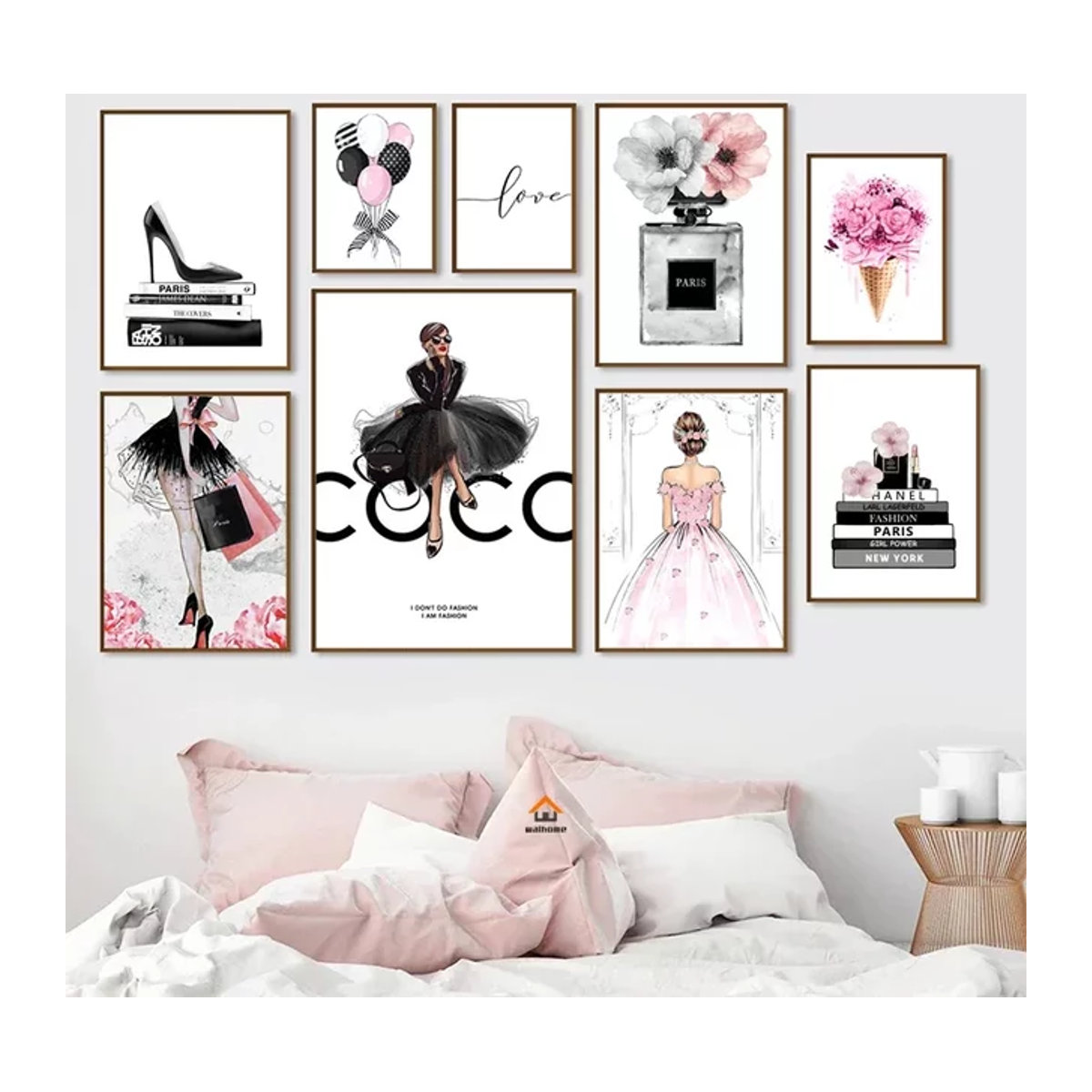 Modernes Leinwandgemälde Potdemiel Porträt in Rosa und Weiß für dein Wohnzimmer oder Schlafzimmer - Bild 1