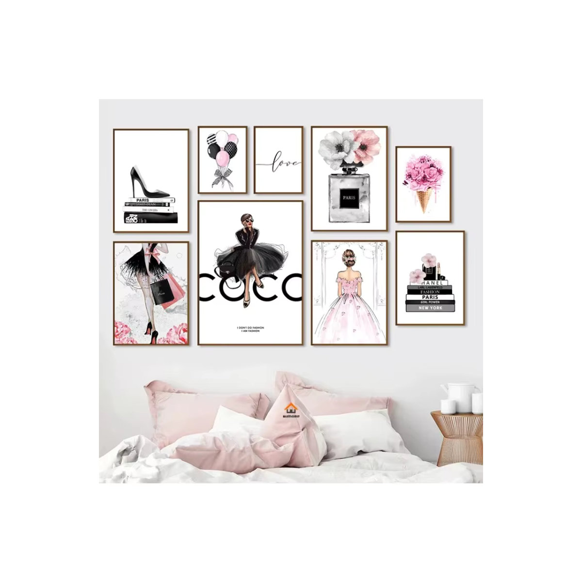 Modernes Leinwandgemälde Potdemiel Porträt in Rosa und Weiß für dein Wohnzimmer oder Schlafzimmer - Bild 2