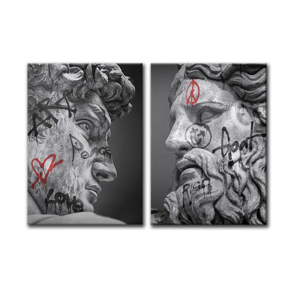 Modernes Leinwandposter David-Skulptur von Dream Chasing Art Museum in Grau, Querformat, B: 100 cm, H: 70 cm - Bild 2