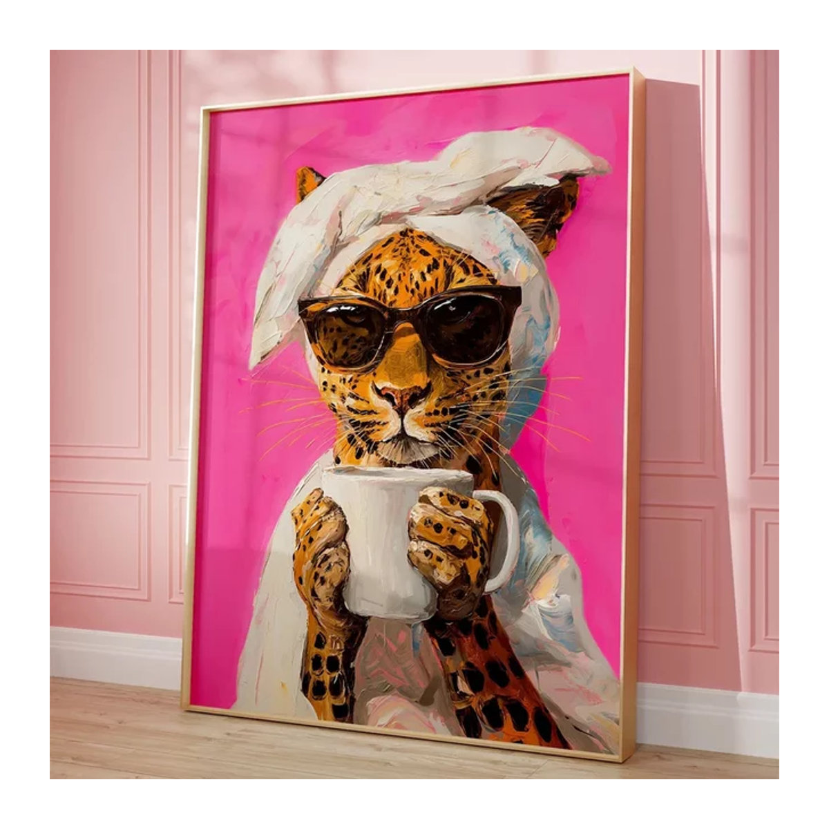 Modernes Leoparden-Leinwandposter von SHENCHEN in Mehrfarbig, dekorative Tier-Wandmalerei im Hochformat für dein Wohnzimmer - Bild 1