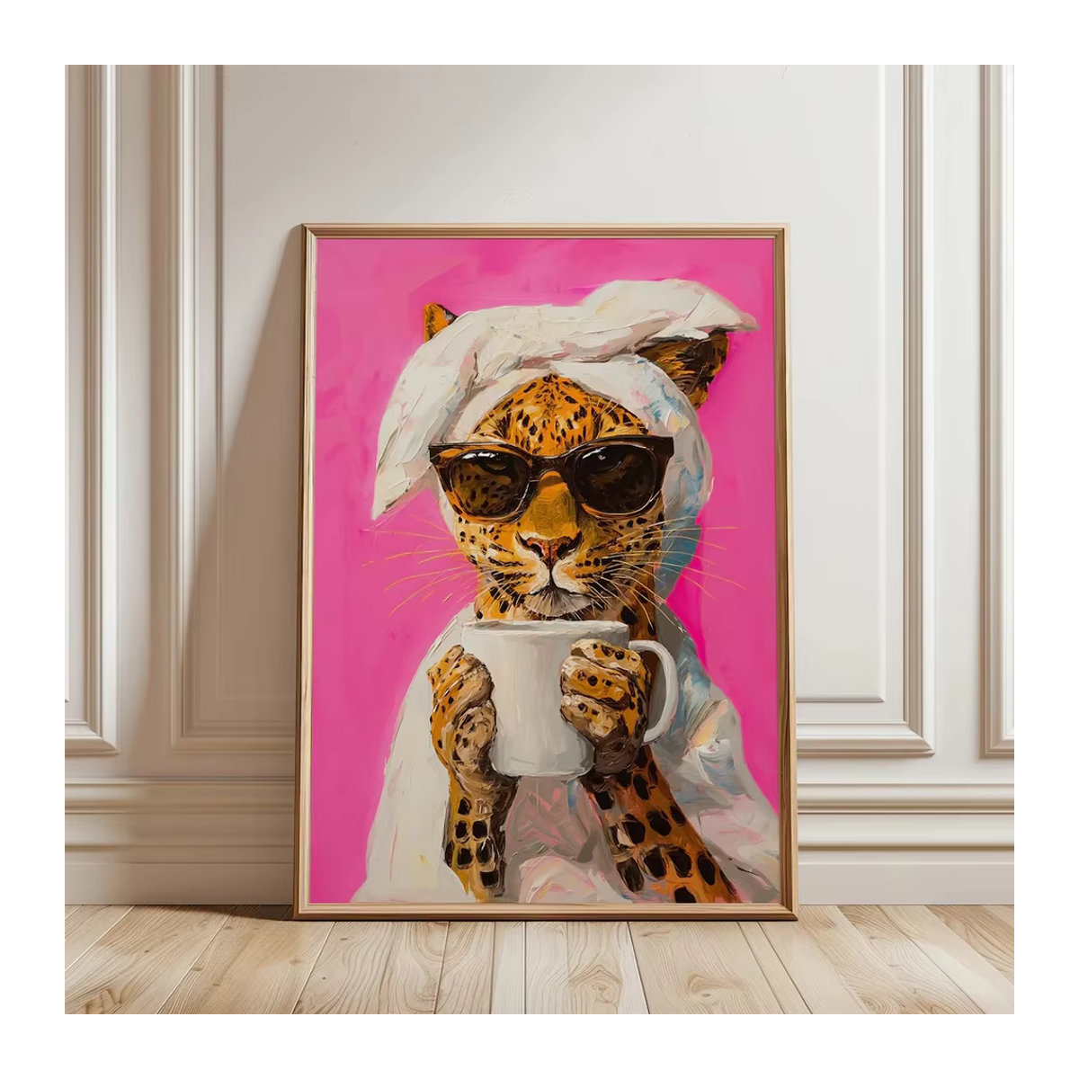Modernes Leoparden-Leinwandposter von SHENCHEN in Mehrfarbig, dekorative Tier-Wandmalerei im Hochformat für dein Wohnzimmer - Bild 2
