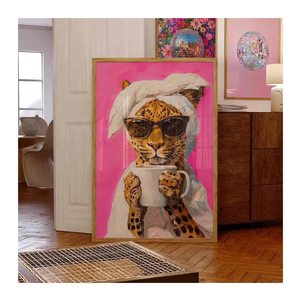 Modernes Leoparden-Leinwandposter von SHENCHEN in Mehrfarbig, dekorative Tier-Wandmalerei im Hochformat für dein Wohnzimmer - Bild 3