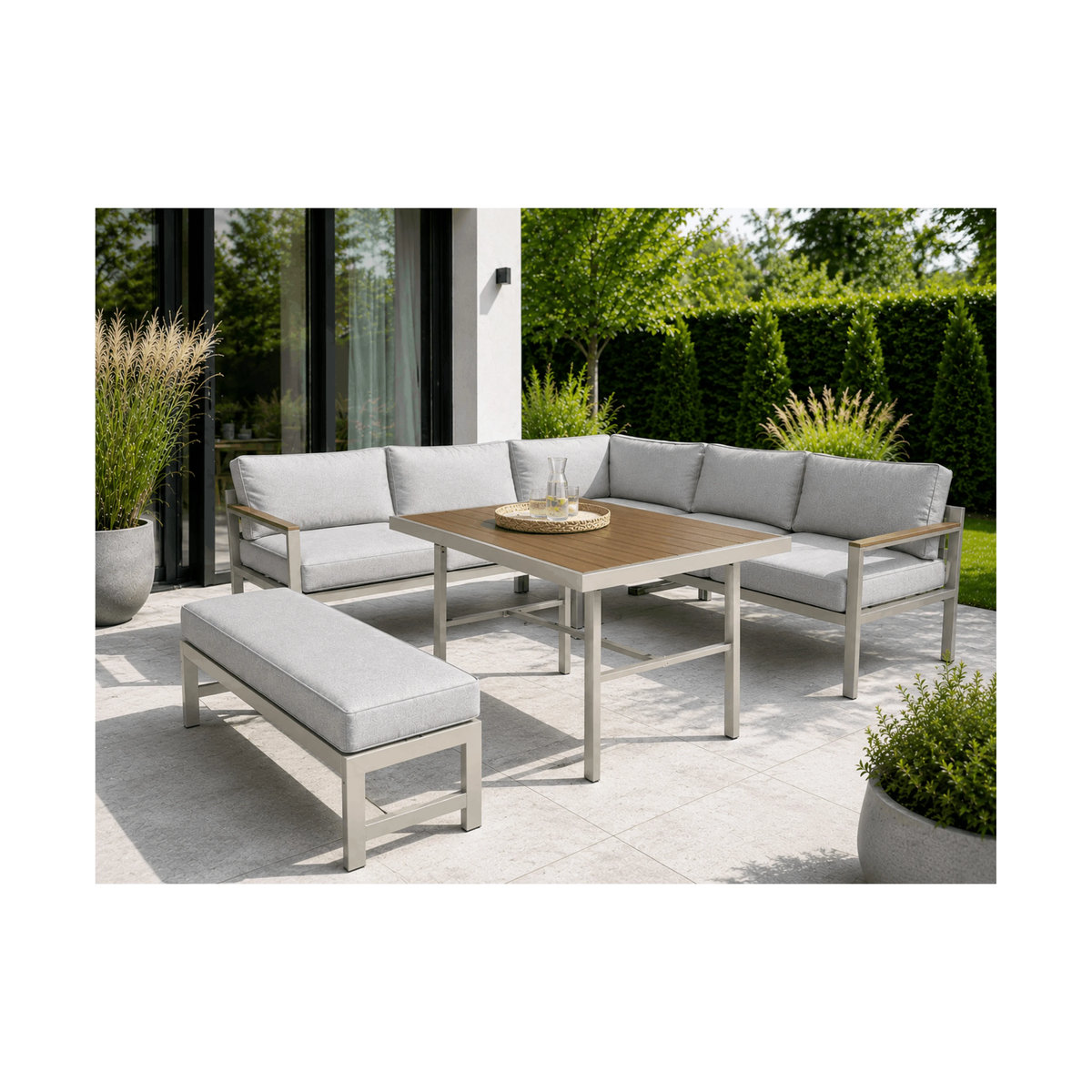 Modernes Lounge-Set Miami von greemotion in Grau mit Stoffbezug aus Polyester - Bild 2
