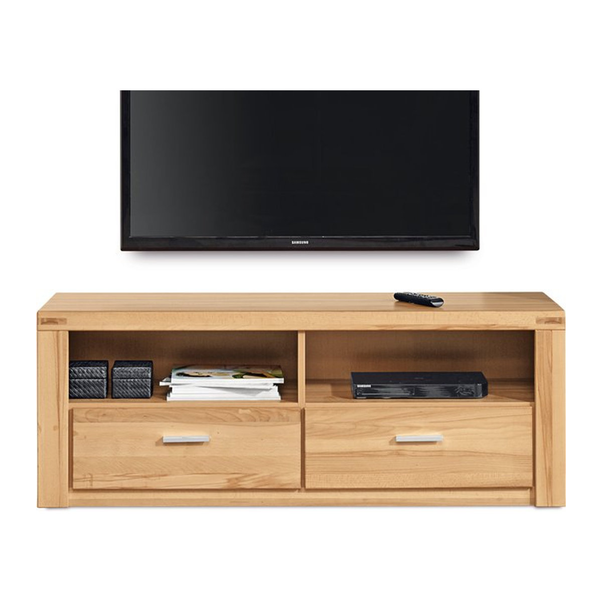 Modernes Lowboard Ela in Buche Natur und Beige - Bild 1