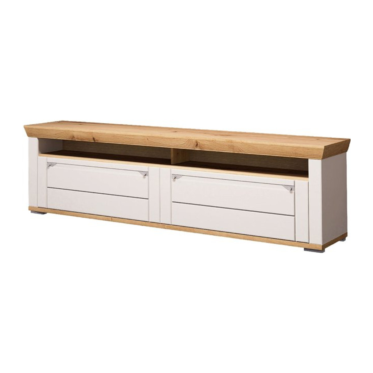 Modernes Lowboard HARPER in Eiche Natur und Beige aus Holzwerkstoff, B/T/H: 200 x 53 x 61 cm - Bild 1