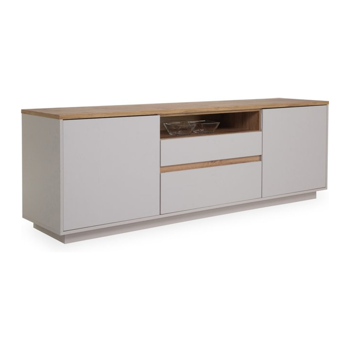Modernes Lowboard vito FIESTA aus Holzwerkstoff in Beige, Eiche Altholz und Weiß, B/T/H: 190 x 45 x 64 cm - Bild 1