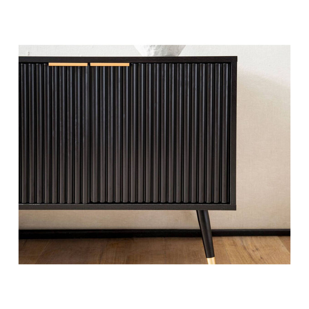 Modernes Lowboard Wohnling in Schwarz aus Holzwerkstoff und Metall B/H/T: 150 x 60 x 39 cm - Bild 4