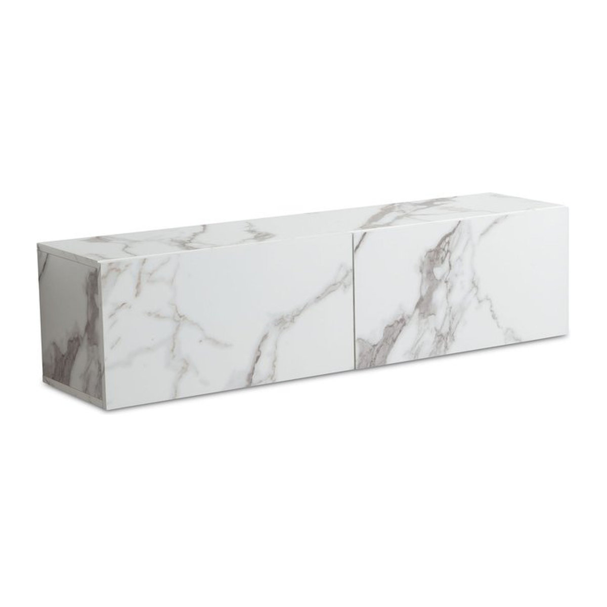 Modernes Lowboard Wohnling in Weiß mit Marmor-Optik, B/H/T: 120 x 30 x 30 cm - Bild 1