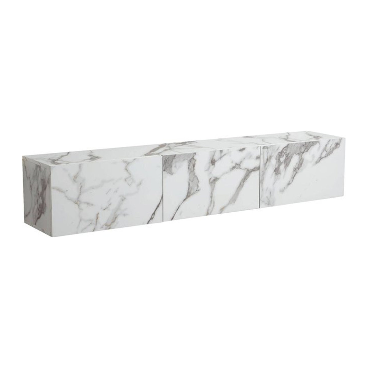 Modernes Lowboard Wohnling in Weiß mit Marmor-Optik, B/H/T: 160 x 30 x 30 cm - Bild 1