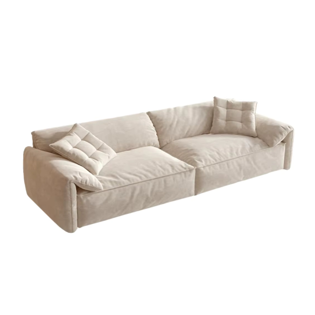 Modernes MDNG Designer Sofa in Beige mit Stoffbezug und Nackenrollen für dein Wohnzimmer oder Schlafzimmer - Bild 2