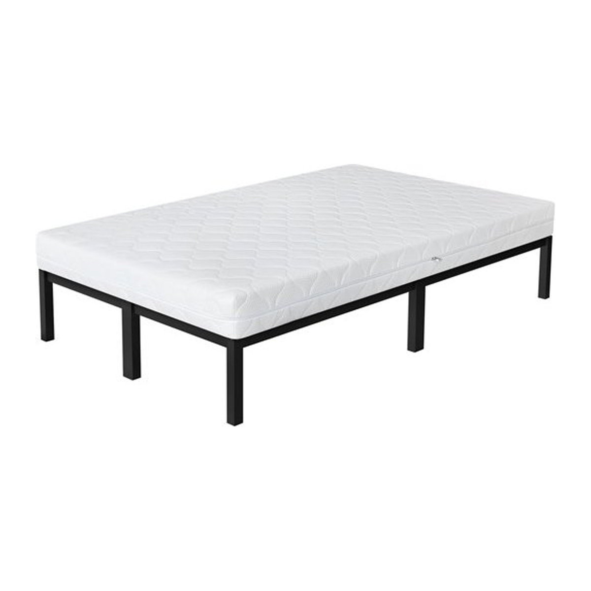 Modernes Metallbett Einzelbett ML-Design in Schwarz inklusive Matratze und Lattenrost B: 120 cm, L: 200 cm, Matratzenhöhe: 16 cm - Bild 1