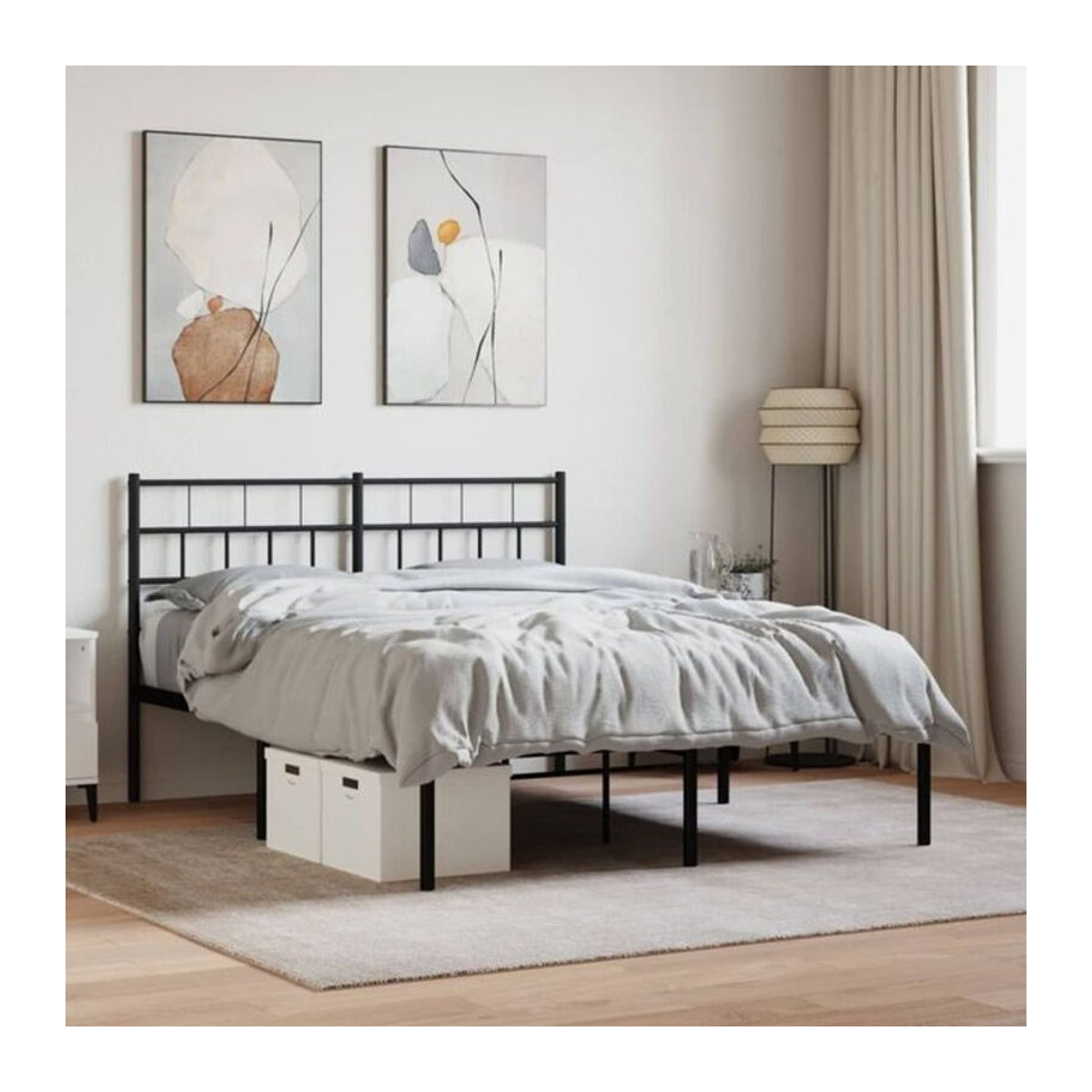 Modernes Metallbett mit Kopfteil von Vidaxl in Schwarz, B/T/H: 120 x 200 cm - Bild 1