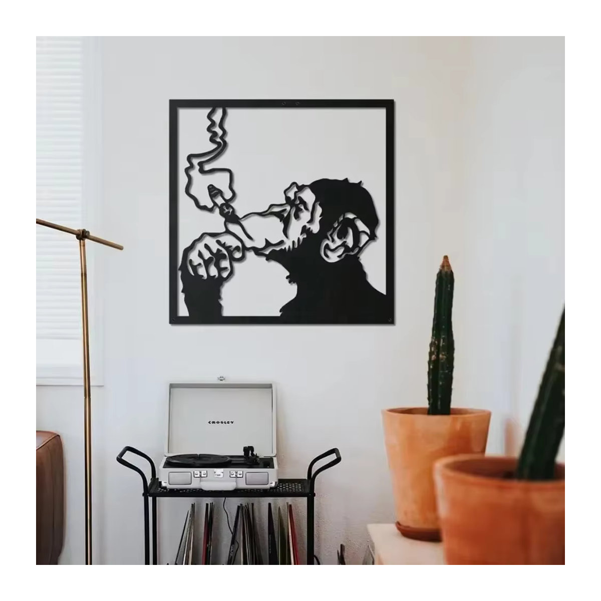 Modernes Metallkunstwerk rauchender Affe von CIFBUY in Schwarz zur Wandmontage - Bild 4