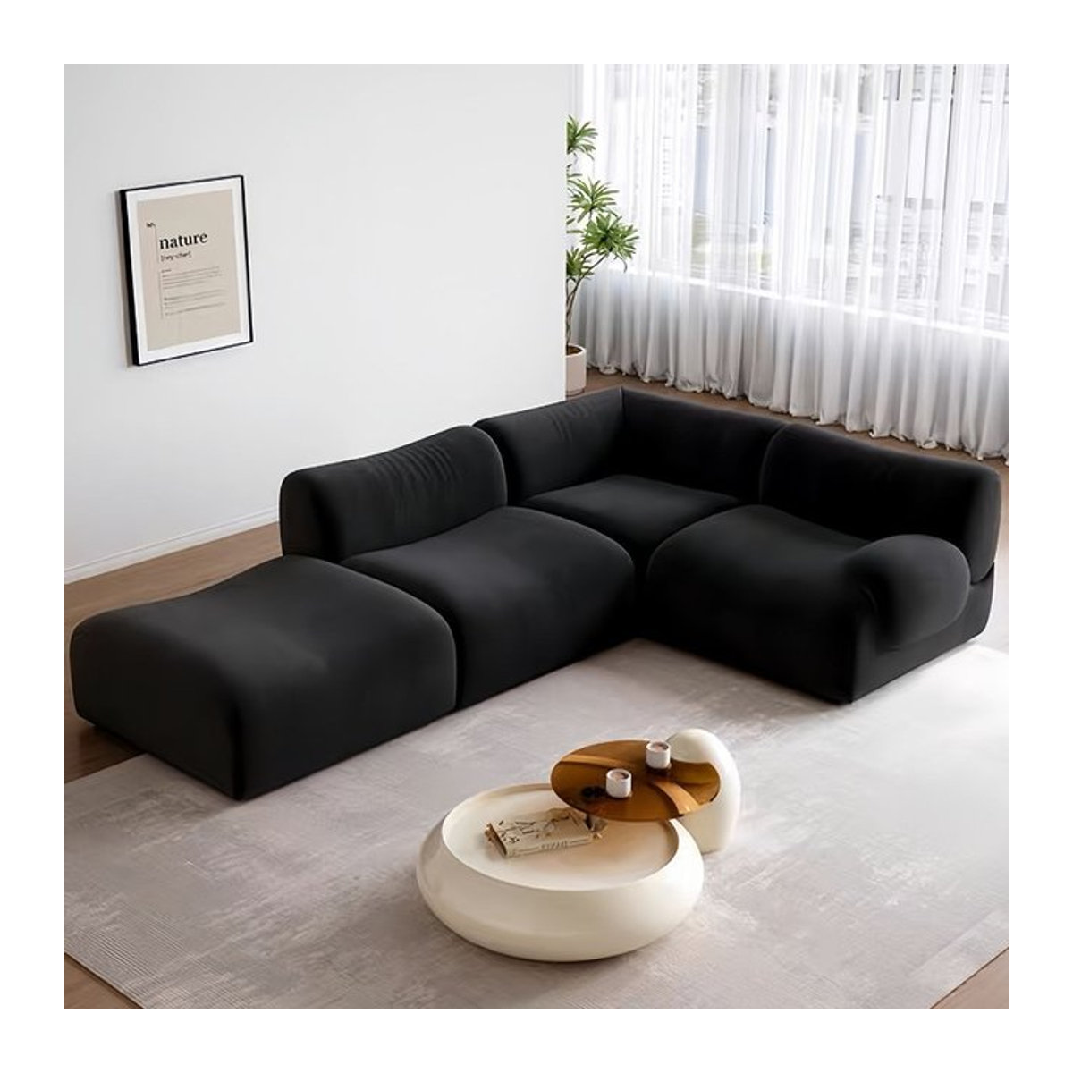 Modernes minimalistisches Modulsofa aus Stoff in Schwarz - Bild 1