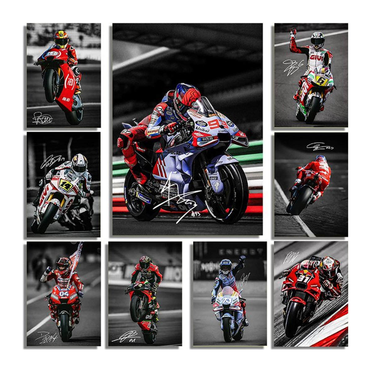 Modernes Motorrad-Sport Porträt Poster als mehrfarbiger Leinwanddruck im Hochformat für deine Wanddekoration - Bild 1