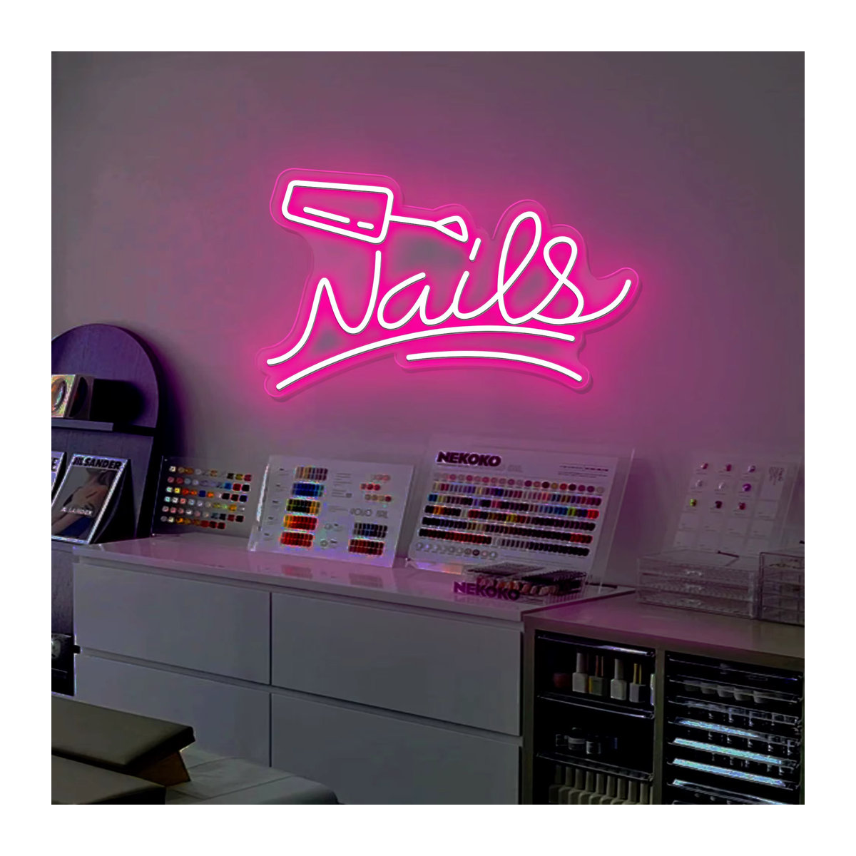 Modernes Neon-Schild für Nagelstudios und Beauty-Shops in Rosa zur Wanddekoration - Bild 2