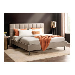 Modernes Nisco Cube Polsterbett aus Stoff in Grau Taupe Meliert B/T/H: 160 x 200 cm
