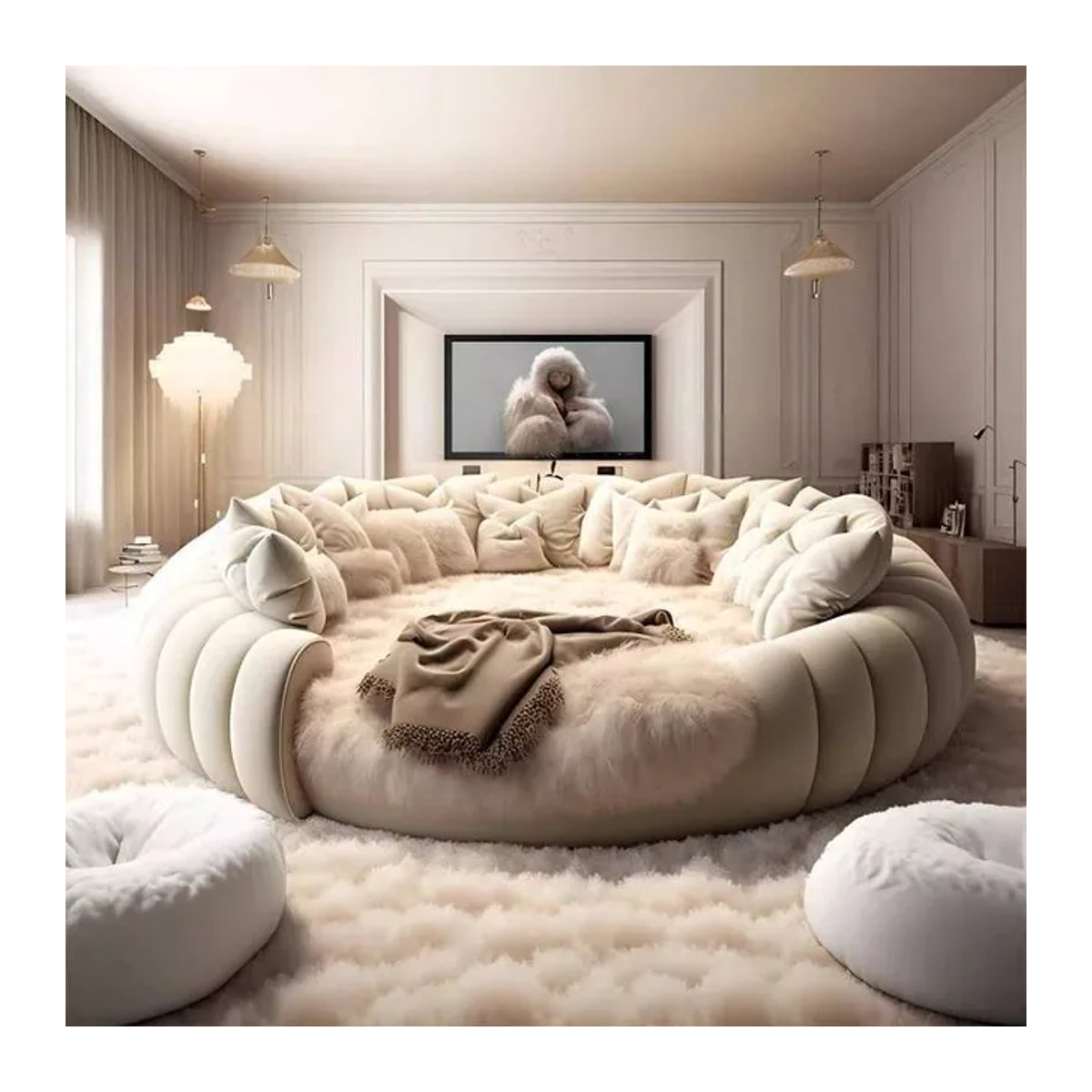Modernes Polster-Doppelbett von DUTRIEUX in Weiß und Beige - Bild 1