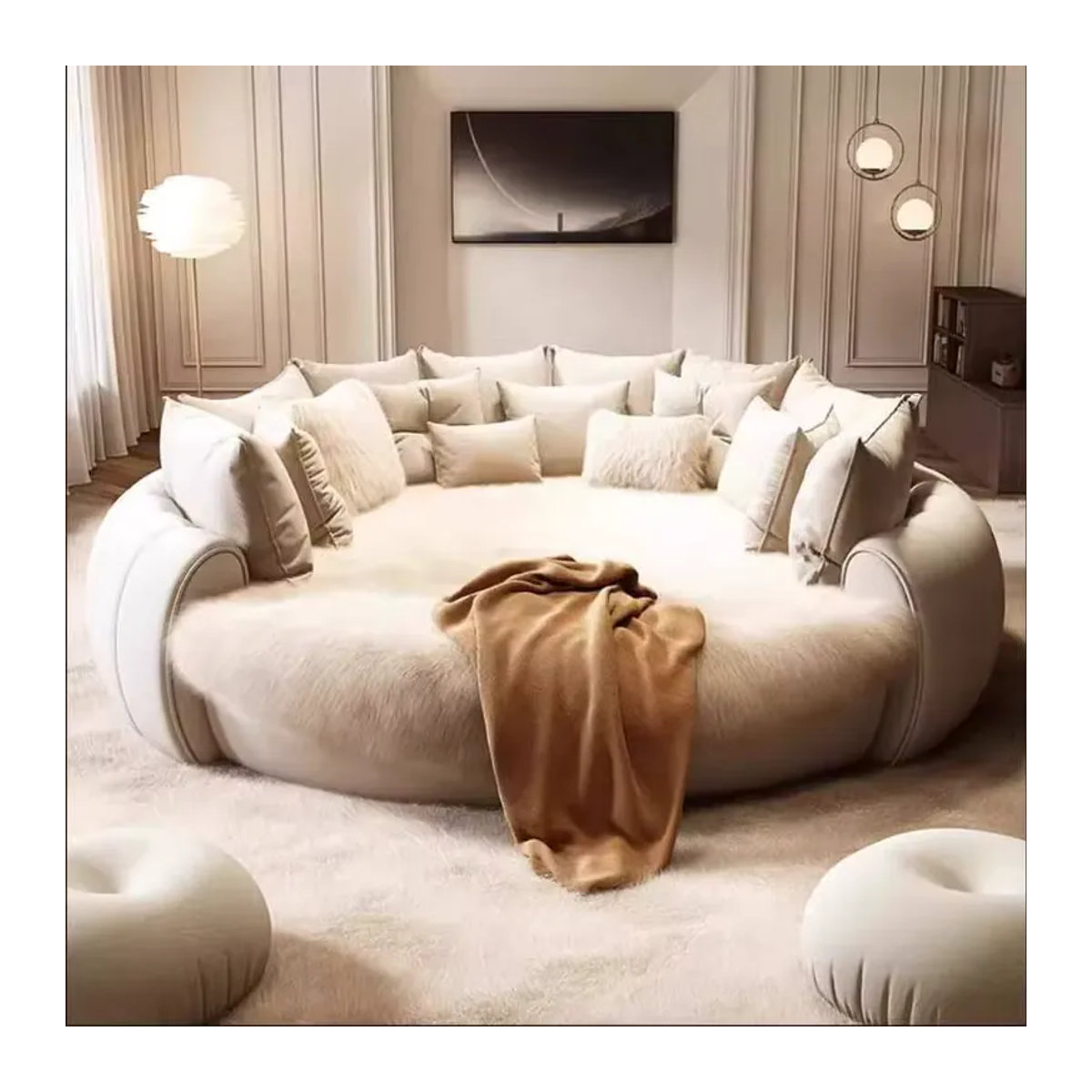 Modernes Polster-Doppelbett von DUTRIEUX in Weiß und Beige - Bild 2