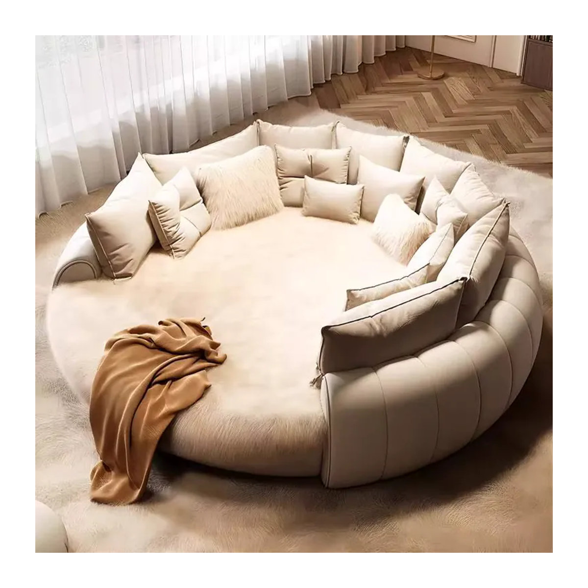 Modernes Polster-Doppelbett von DUTRIEUX in Weiß und Beige - Bild 3