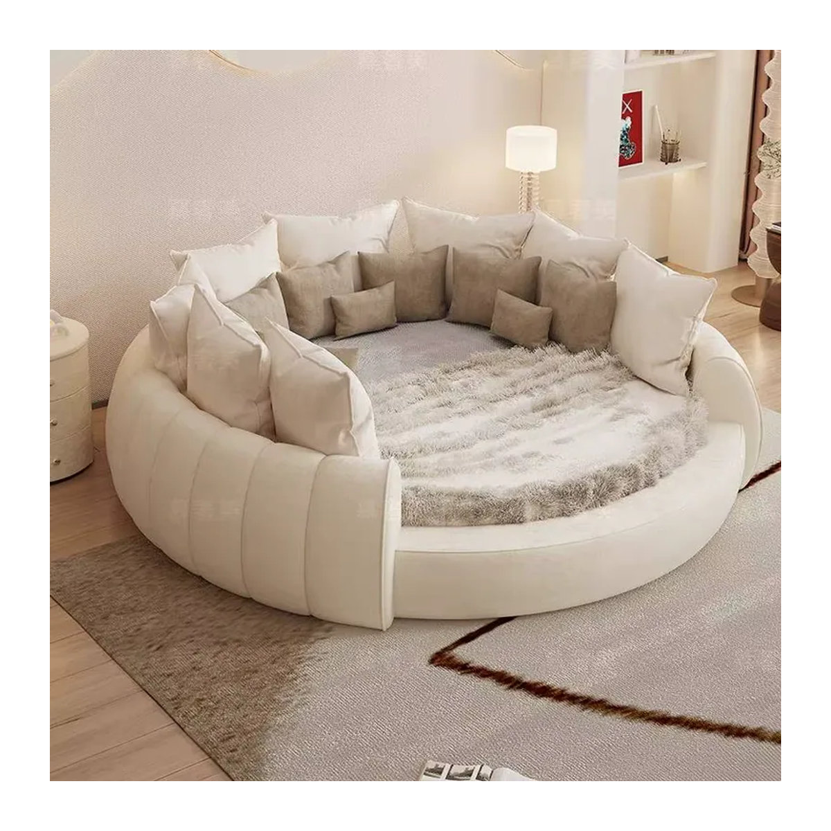 Modernes Polster-Doppelbett von DUTRIEUX in Weiß und Beige - Bild 4
