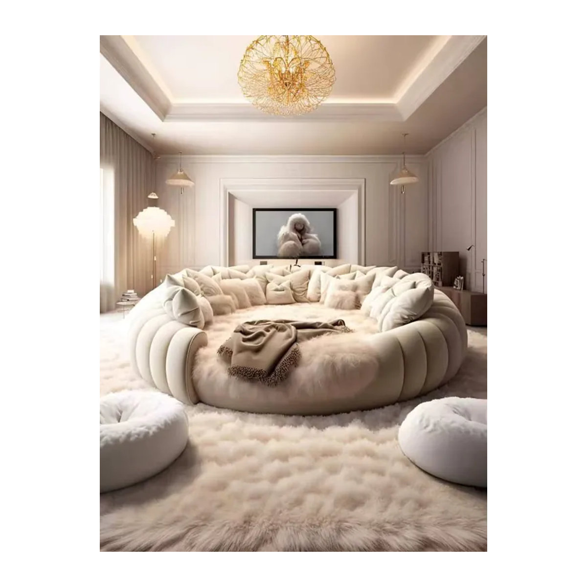 Modernes Polster-Doppelbett von DUTRIEUX in Weiß und Beige - Bild 7
