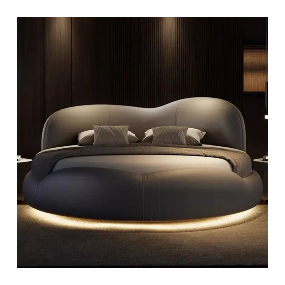 Modernes Polsterbett aus echtem Leder von Camas de Dormitorio in Grau, B/T: 200 x 200 cm - Bild 1