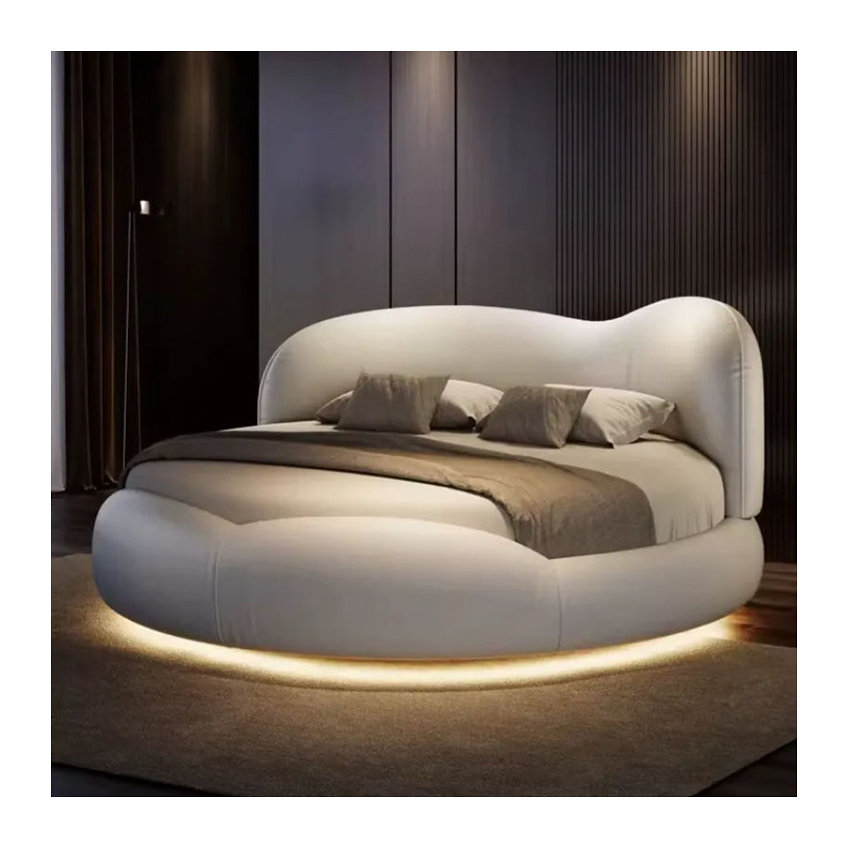 Modernes Polsterbett aus echtem Leder von Camas de Dormitorio in Grau, B/T: 200 x 200 cm - Bild 3