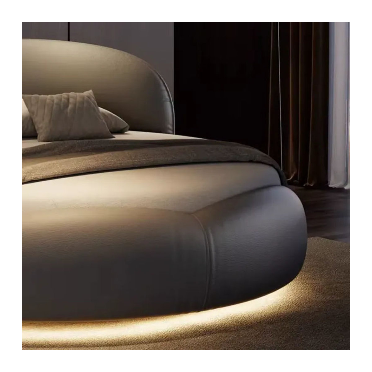 Modernes Polsterbett aus echtem Leder von Camas de Dormitorio in Grau, B/T: 200 x 200 cm - Bild 6