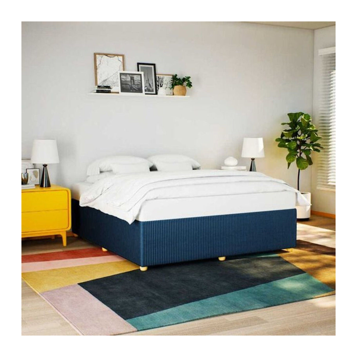 Modernes Polsterbett aus Stoff und Kiefer in Blau von vidaxl, B/T/H: 200 x 200 x 46 cm - Bild 1