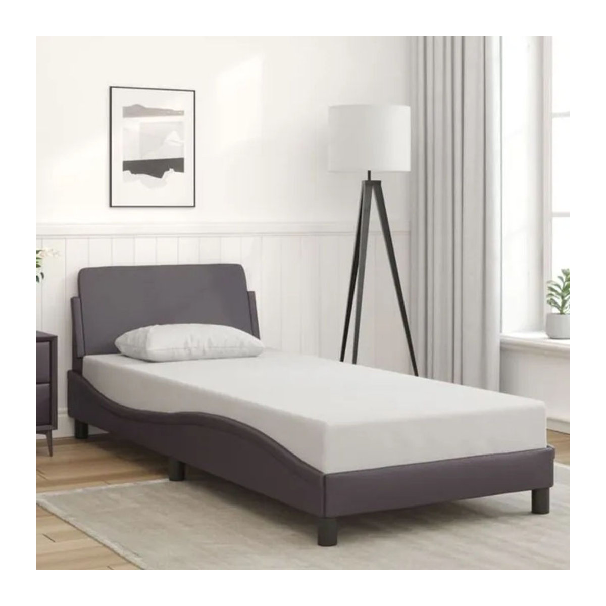 Modernes Polsterbett Dover von Vidaxl aus Kunstleder in Grau, B/T: 80 x 200 cm - Bild 1