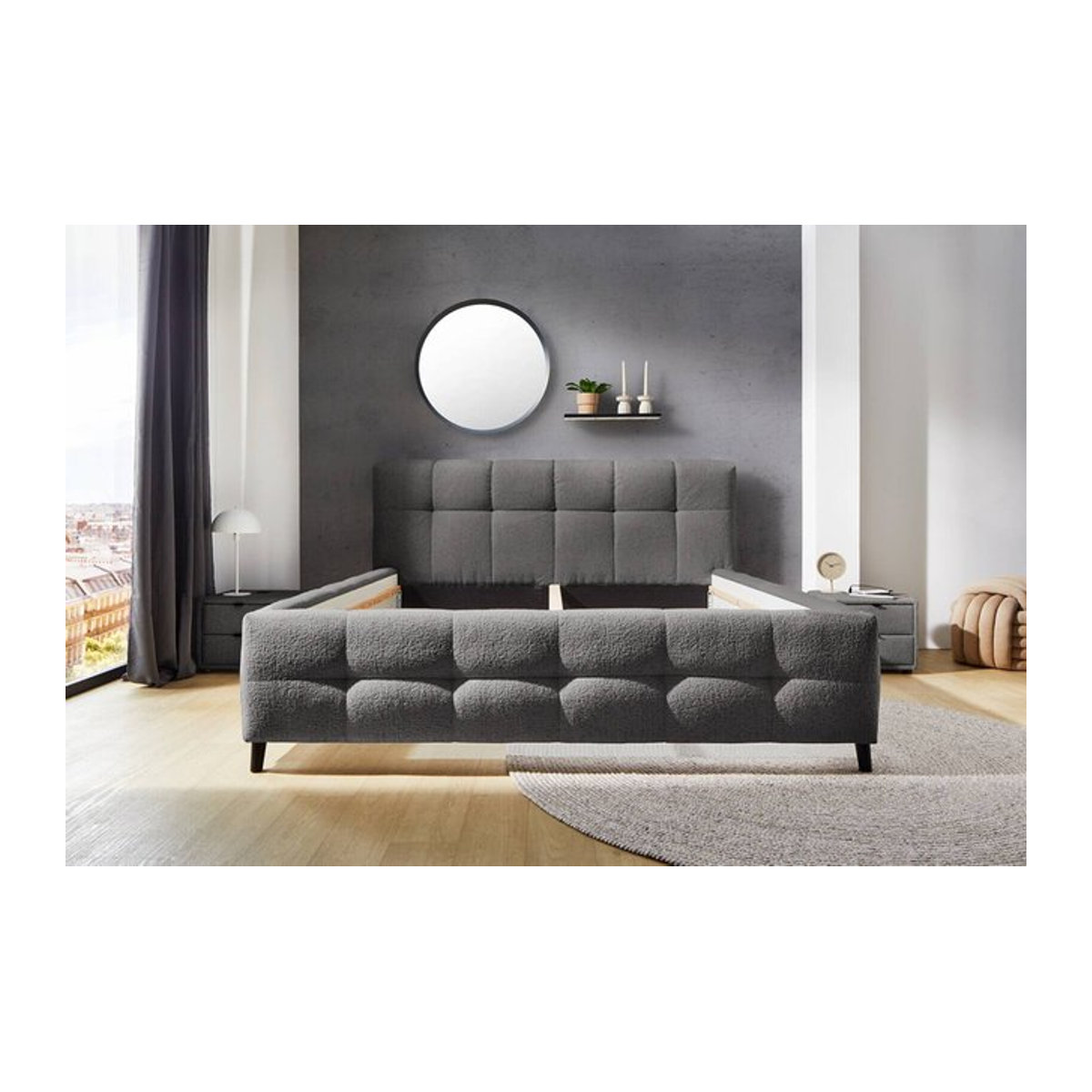 Modernes Polsterbett HARPER JACA in Grau mit Polyesterbezug, B/L: 180 x 200 cm - Bild 1