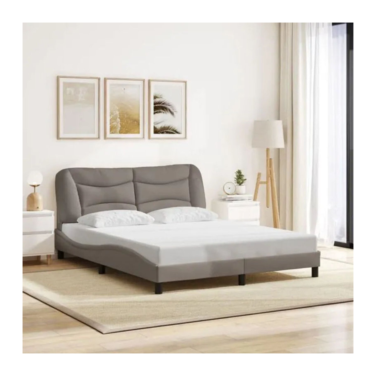 Modernes Polsterbett hvar von Vidaxl in Taupe Meliert aus Stoff und Metall, B/T: 160 x 200 cm - Bild 1