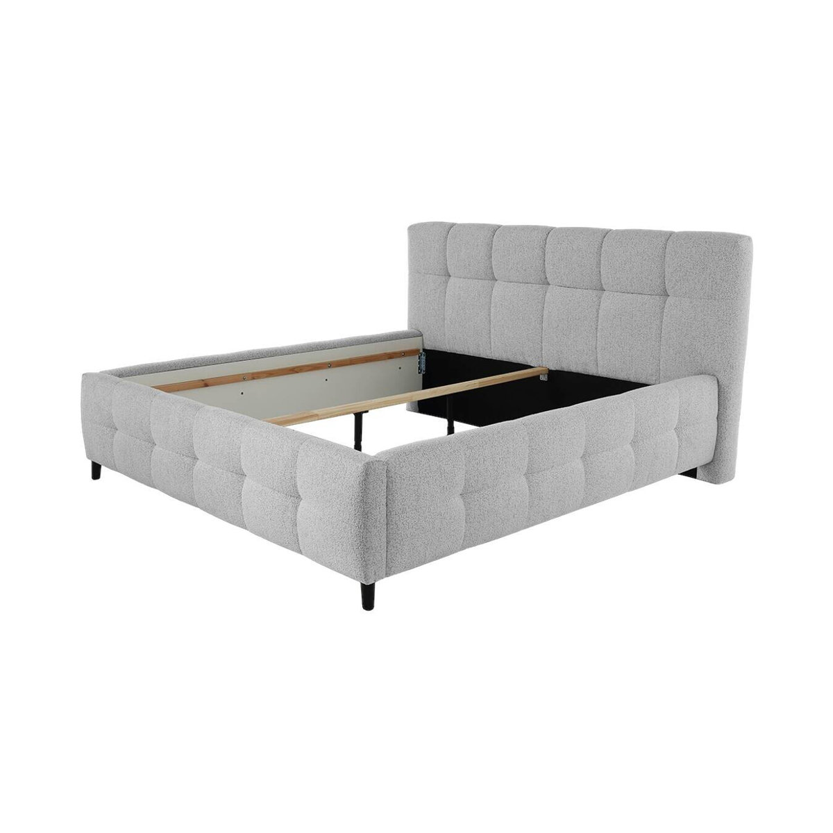 Modernes Polsterbett Lucy in Grau mit Bouclé und Polyester, Liegefläche B/L: 180 x 200 cm - Bild 2