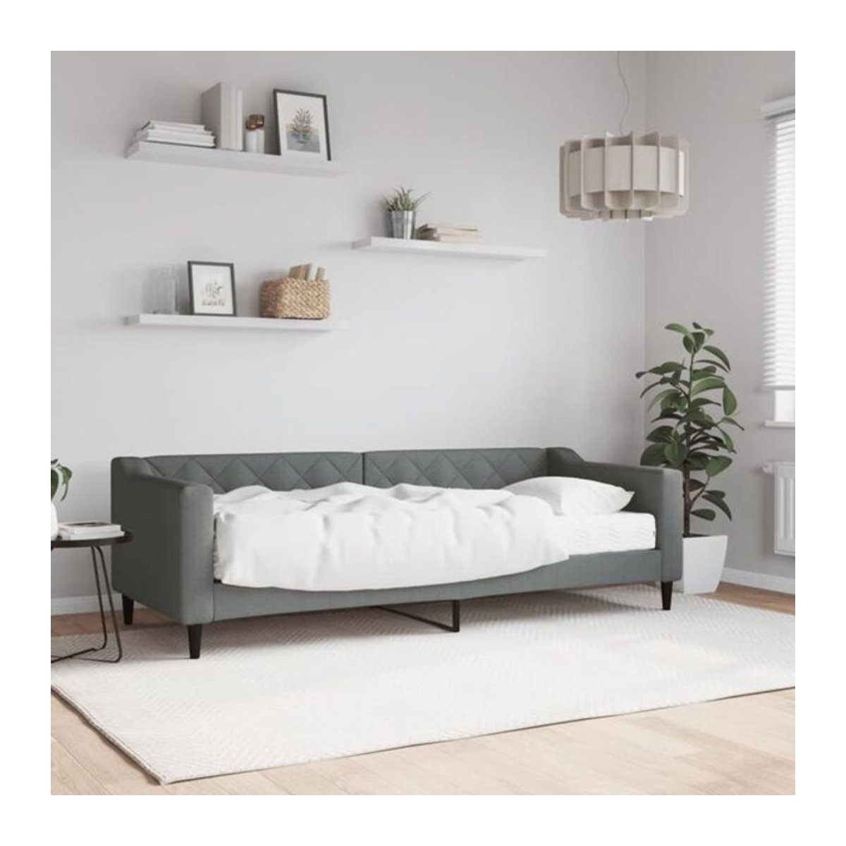 Modernes Polsterbett mit Matratze von vidaxl in Anthrazit und Grau aus Stoff und Metall, B/T/H: 80 x 200 cm - Bild 1