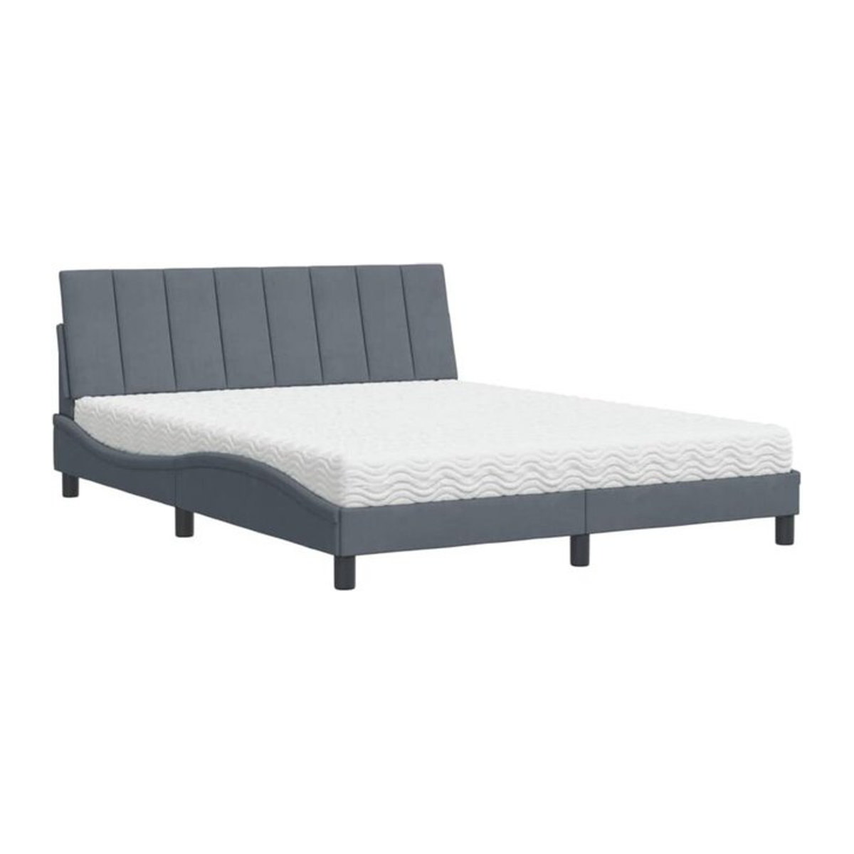 Modernes Polsterbett mit Matratze von Vidaxl634413 aus Samt und Metall in Grau und Weiß, B/T/H: 160 x 200 cm - Bild 1
