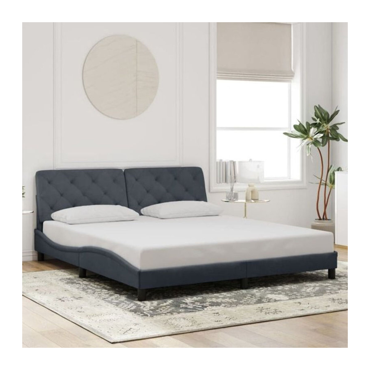 Modernes Polsterbett Vidaxl aus Samt in Anthrazit B/T: 200 x 200 cm - Bild 1