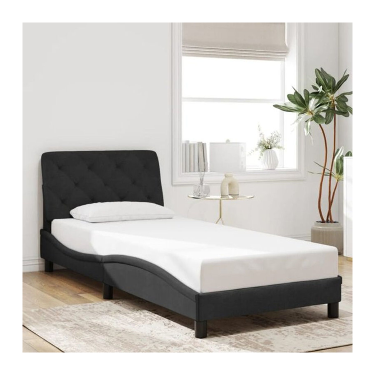 Modernes Polsterbett Vidaxl aus Samt und Metall in Schwarz B/T/H: 90 x 190 cm (ohne Matratze) - Bild 1