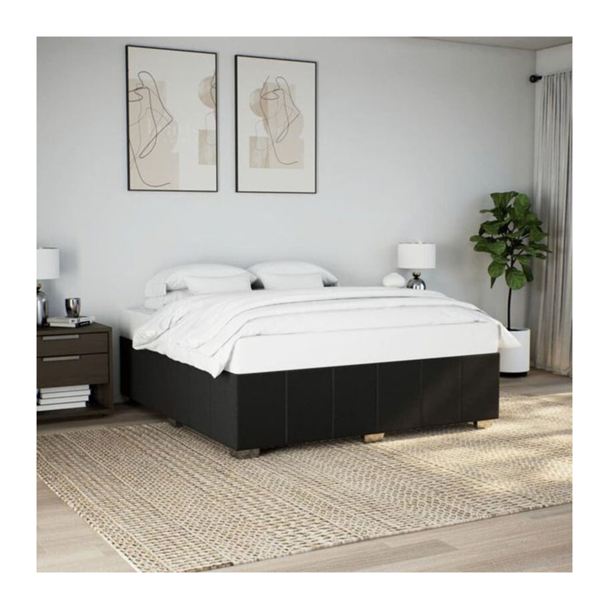 Modernes Polsterbett Vidaxl aus Stoff und Holz in Schwarz, B/T: 200 x 200 cm - Bild 1