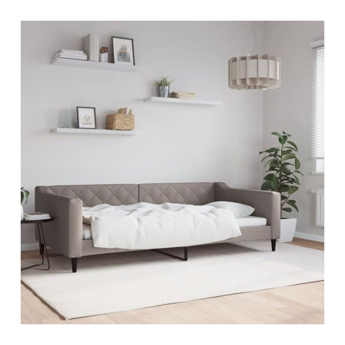 Modernes Polsterbett von vidaxl in Taupe meliert mit Metallgestell, B/T: 100 x 200 cm - Bild 1