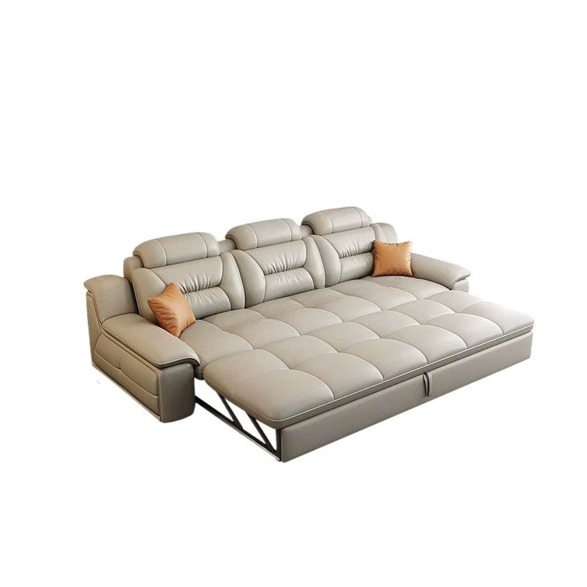 Modernes Schlafsofa von DUTRIEUX aus Kunstleder in Beige mit Recliner-Funktion - Bild 5