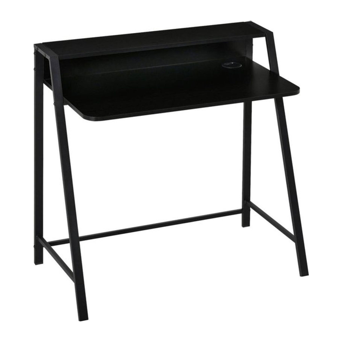 Modernes Schreibtisch Modell 836-055BK von HOMCOM in Schwarz, minimalistisches Design aus Holzwerkstoff und Metall, B/H/T: 84 x 85 x 45 cm - Bild 1